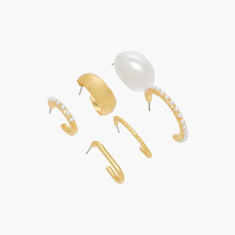 LIFESTYLE Pack of 6 Metallic Hoop Earrings for Women
